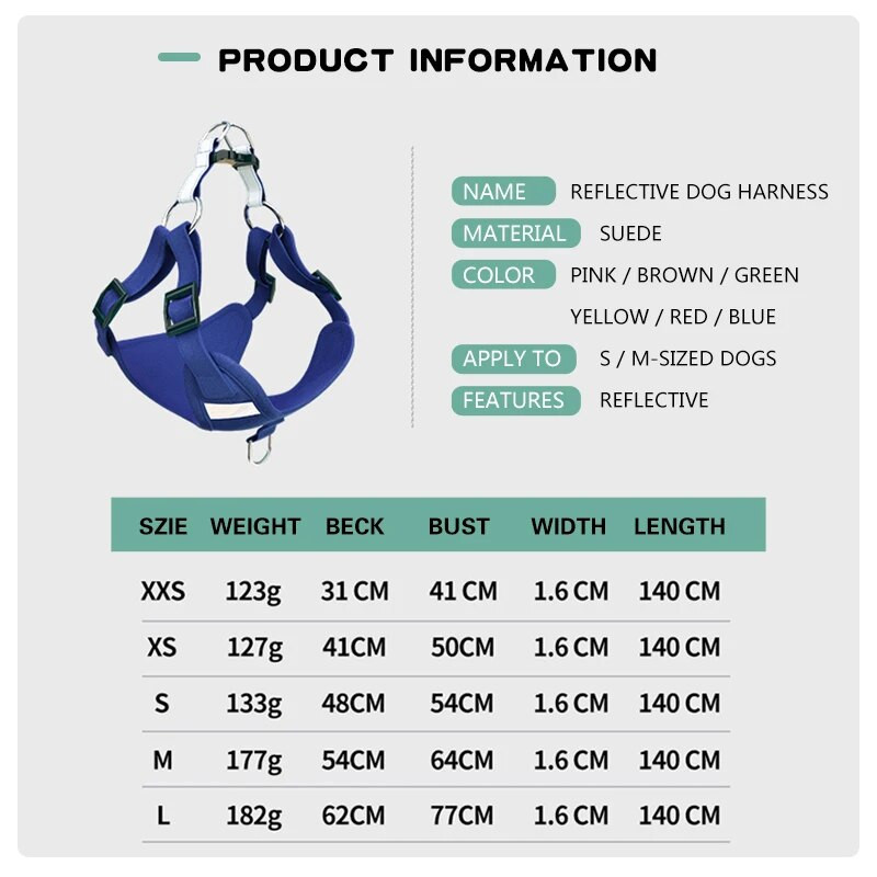Fényvisszaverő kutyahám, puha, lélegző, állítható kutyahám és póráz készlet kis középső hámhoz, kültéri kisállat-kellékekhez