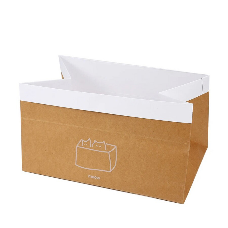 Összehajtható macskaház Dupla nátronpapír macskatároló doboz macskakaparó deszkával Play Cat Bed Nest Pet Cat kaparó kellékek