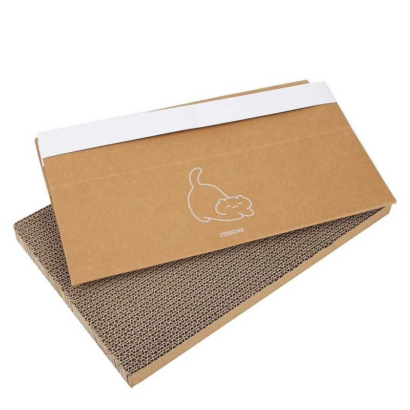 Összehajtható macskaház Dupla nátronpapír macskatároló doboz macskakaparó deszkával Play Cat Bed Nest Pet Cat kaparó kellékek