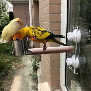 Pet Birds Parrot Perches Toys Ξύλινο Πλαίσιο Στήριξης Outing Φορητό σταντ μπάνιου αυτοκινήτου με βεντούζα παπαγάλος παιχνίδι