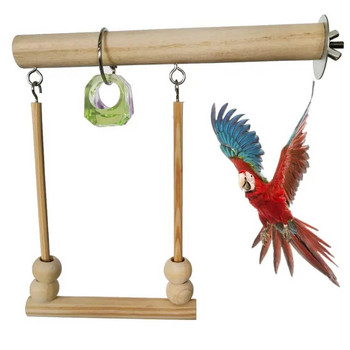 Дървена кацалка за птици за малки птици Естествена люлка за папагал Цветна играчка за дъвчене Лесна за инсталиране за вълнисто папагалче Мини ара