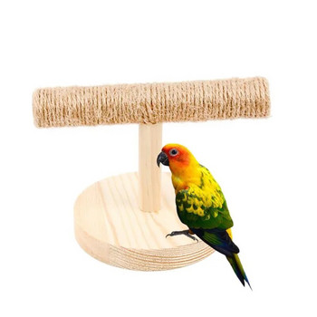 Дървена стойка за птици Естествена настолна кацалка с основа Обучение за шлифоване на клони Играчка за нокти за клетка за птици Аксесоари Дропшиппинг