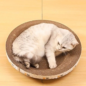 Вълнообразна драскалка за котки Котешки стъргала Кръгли овални шлифоващи нокти Играчки за котки Устойчиво на износване котешко легло Гнездо Котешки аксесоари