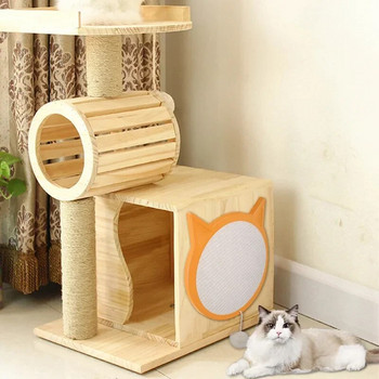 Κομψό και ανθεκτικό κάθετο ξύσιμο γάτας με χαλάκι Sisal for Cat Claws Care Φορητό ξύστρα γάτας και παιχνίδι με λαβή και φτερά
