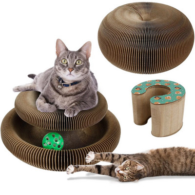 Πτυσσόμενο μαγικό όργανο ξύσιμο σανίδα γάτας Αστείο παιχνίδι τρόχισμα σανίδες γρατσουνίσματος με νύχια Κρεβάτι ύπνου Παχύ διαδραστικά παιχνίδια για γάτα