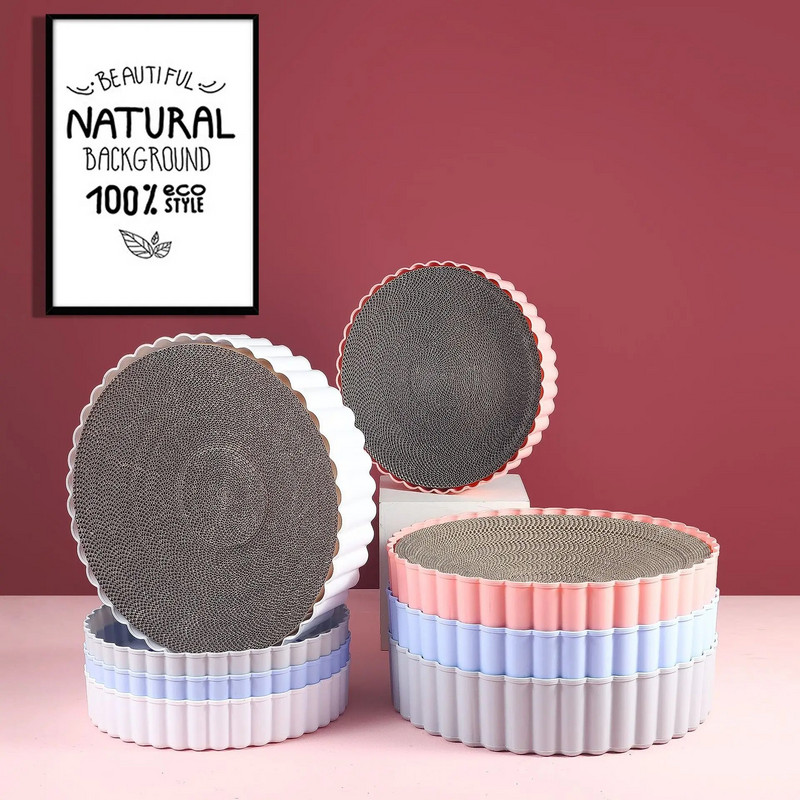 Kerek macskakaparó pad Csiszoló karmok karton hullámpapír macskák kaparó deszka cicakaparók kisállatbútor kellékek