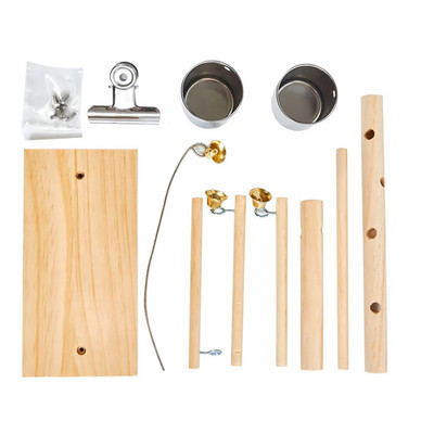 Parrots Playstand Bird Παιδική χαρά Wood Bird Perch Gym Stand Άσκηση Playgym with Feeder Cups Παιχνίδια Παιχνίδι άσκησης