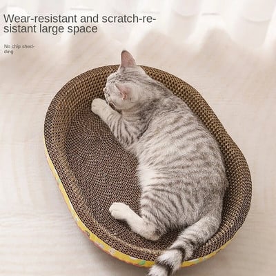Παιχνίδια με νύχια γρατσουνίσματος γάτας Προστασία επίπλων Τρίψιμο με νύχια Οβάλ κυματοειδές χαρτί ανθεκτικό στη φθορά Αξεσουάρ Cat Nest Cat