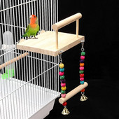 Parrot Bird Ξύλινη κούνια για Πέρκα Βάση Παιχνιδιού για κατοικίδια Κρεμαστά Παιχνίδι Πλατφόρμα Βάση Παιχνιδιάστημα Budgie Parakeet Perches Board For Birds Cage