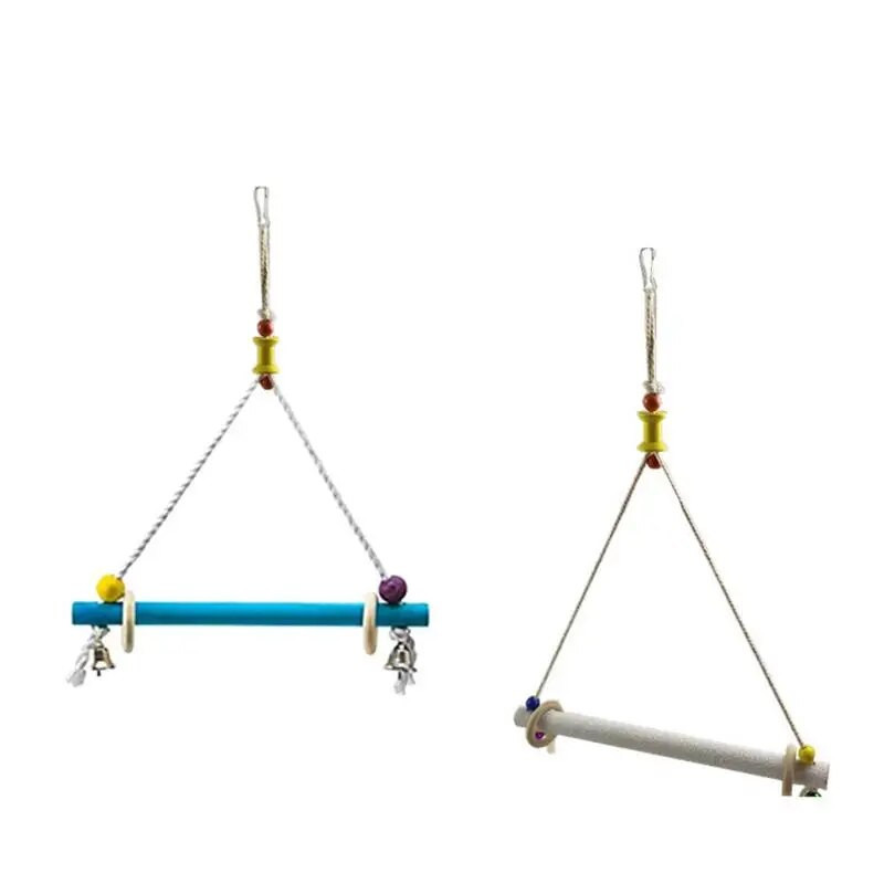 1db madárlengő játék harapásálló fából készült papagájsügér madárketrec akasztós játék harangpapagájállvánnyal качели для попугаев