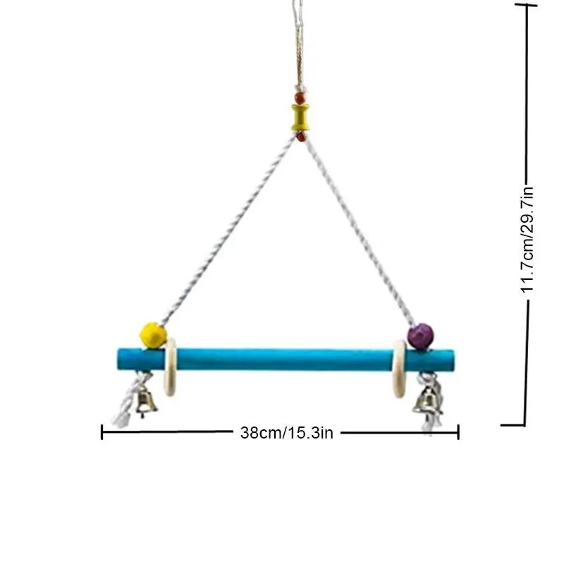 1db madárlengő játék harapásálló fából készült papagájsügér madárketrec akasztós játék harangpapagájállvánnyal качели для попугаев