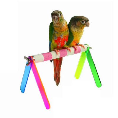 Bird Parrot Стойка за игра Преносима Цветна Лесна за сглобяване Тренировъчна кацалка Консумативи за птици за папагали Conure