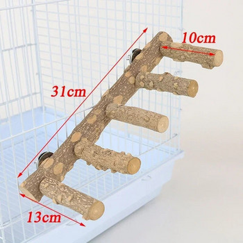 Parakeet Stand Πιρούνι Αξεσουάρ Paw Parrot Perches Natural Branch Cage Grinding Bird Climb Ladder Toys Wood
