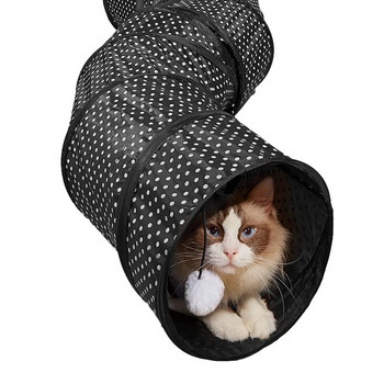 CAWAYI KENNEL Pet Cat Tunnel S-образна сгъваема дупка Indoor Outdoor Tube Kitty Tunnel Cat Pet Toy Спестяваща пространство играчка за обучение на котки