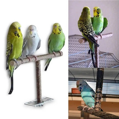 Bird Stand Wooden Perch Natural Wood Standing Bar Non-toxic Parrot Chew