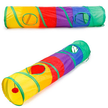 Котешки тунел Pet Tube Сгъваема играчка за игра на открито Kitty Играчки за кученца за пъзел Упражнение Обучение за криене