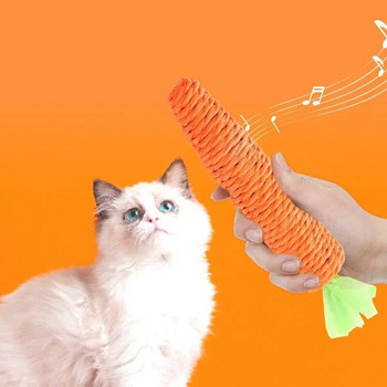Играчка за котка с морков, хартиено въже, играчки за дъвчене, вградена камбанка, малки животни, сладък домашен любимец, хапещи играчки, сладък домашен любимец, интерактивни играчки за котки, играчка