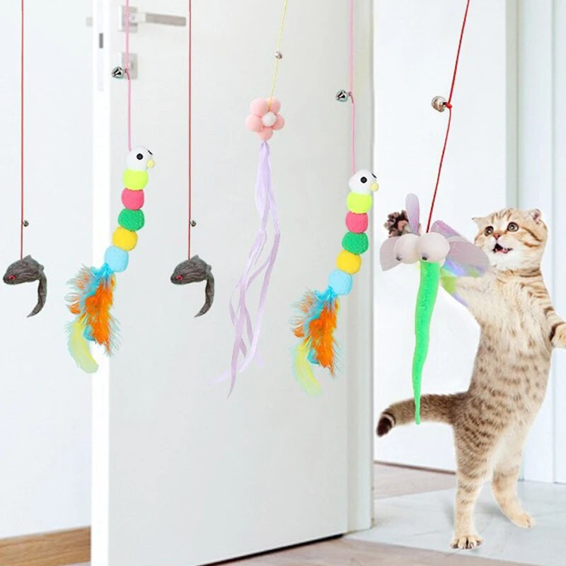 Szórakoztató szimuláció: egér és macska játékok, macska, cica, kötél, egér, hernyó, interaktív játék, teleszkópos függőajtó, kisállat játék