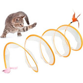 Πτυσσόμενη σήραγγα γάτας Τύπου S Cats Tunnel Spring Toy Mouse Tunnel with Balls and Crinkle Cat Outdoor Cat Toys for Kitten Interactive