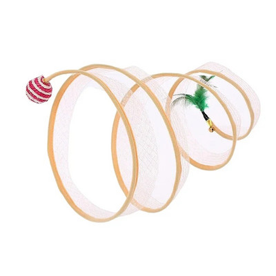 Πτυσσόμενη σήραγγα γάτας Τύπου S Cats Tunnel Spring Toy Mouse Tunnel with Balls and Crinkle Cat Outdoor Cat Toys for Kitten Interactive