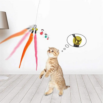 Αντικατάσταση βελούδινων αξεσουάρ παιχνιδιών γάτας Σκουλήκια Αντικατάσταση κεφαλιού Funny Cat Stick Pet Toys 5/10/6/11 Τμ.