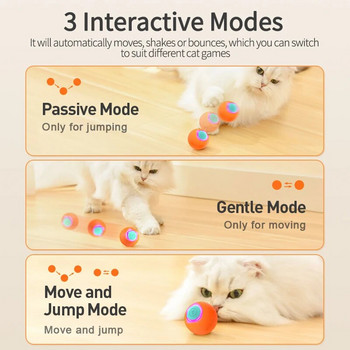 ROJECO Smart Pet Toys Cat Bouncing Ball Автоматично търкаляща се топка Интерактивно обучение Самодвижещи се електрически играчки Аксесоари за домашни любимци