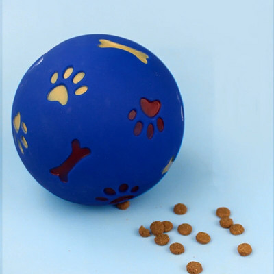 Pet Cat Dog Toy Хранилка за изтичане на храна Treat Ball Гумена топка Дозатор за дъвчене Интерактивна хранилка Cats Dog Pet Training Toys for Cats
