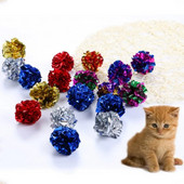 12 τεμάχια/συσκευασία Cat Toys Mylar Crinkle Ball Ring Paper Sound Toy for Cats Kitten Interactive Pet Cat Supplies Πολύχρωμα
