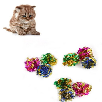 12 бр./опаковане Cat Toys Mylar Crinkle Ball Ring Paper Sound Toy for Cats Kitten Interactive Pet Cat Supplies Multicolor
