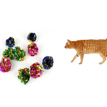 12 τεμάχια/συσκευασία Cat Toys Mylar Crinkle Ball Ring Paper Sound Toy for Cats Kitten Interactive Pet Cat Supplies Πολύχρωμα