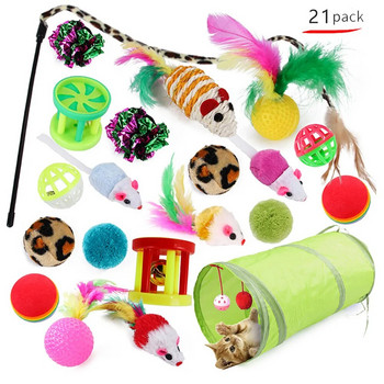 Kitten Toys Variety Pack-Pet Cat Toy Combination Set Cat Toy Funny Cat Stick Sisal Mouse Bell Ball Cat Supplies Комплект от 20/21 части