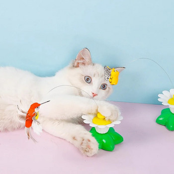 Автоматична електрическа въртяща се играчка за котка Цветна пеперуда Птица Форма на животно Пластмаса Смешно домашно куче Коте Интерактивни играчки за обучение