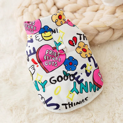 Fashion Print Dog Down Jacket Χαριτωμένα μαλακά ρούχα για σκύλους Χειμερινό παλτό με μπουφάν για γάτα Ζεστή στολή για κουτάβι Chihuahua Ρούχα γαλλικά μπουλντόγκ