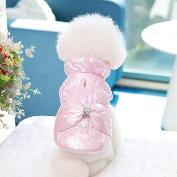 Принцеса Куче Котка Топло палто Яке с голям лък Дизайн Pet Puppy Рокля с качулка Зимно облекло