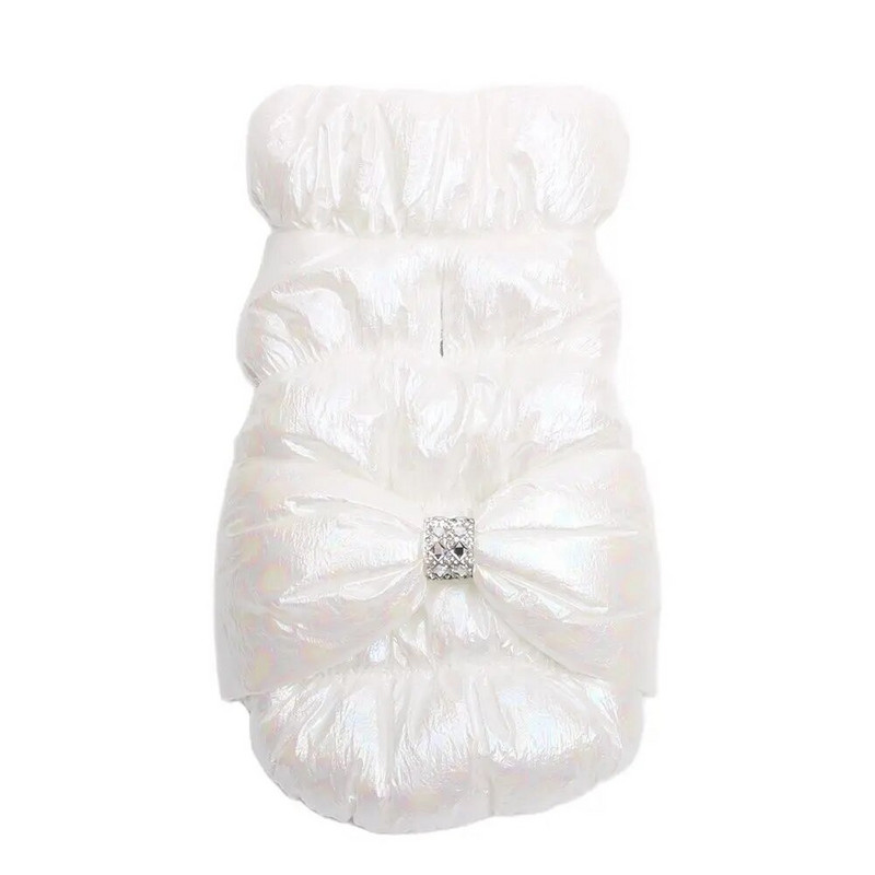 Princess kutya macska meleg kabát nagy masnival, kisállat kiskutya kapucnis ruha téli ruházattal