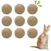 5 τεμάχια Cats Sounding Ball Interactive Handmade Sisal Gratching Ball Make Sounds Cat Toy Home Kitten Ball Toys
