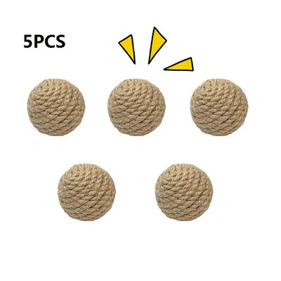 5 τεμάχια Cats Sounding Ball Interactive Handmade Sisal Gratching Ball Make Sounds Cat Toy Home Kitten Ball Toys
