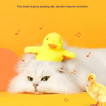 Flapping Duck Cat Toys Интерактивни електрически играчки за птици Миеща се плюшена играчка котка скука забавна пръчка Сензор за вибрации Игра Коте