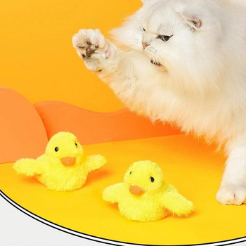 Flapping Duck Cat Toys Интерактивни електрически играчки за птици Миеща се плюшена играчка котка скука забавна пръчка Сензор за вибрации Игра Коте