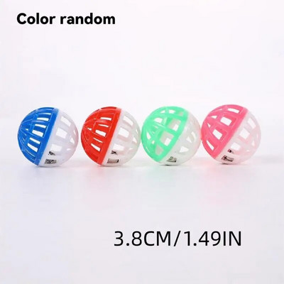 Colorful Pet Cat Kitten Play Balls With Jingle Lightweight Bell Pounce Chase Rattle Toy Interactive Funny Jingle Ball Cat Toys