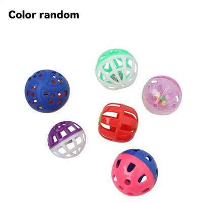 Colorful Pet Cat Kitten Play Balls With Jingle Lightweight Bell Pounce Chase Rattle Toy Interactive Funny Jingle Ball Cat Toys
