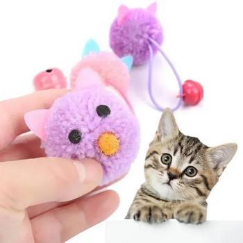 Играчка за котка Плюшена интерактивна играчка с камбана с глава на мишка Забавна цветна плюшена играчка за котка