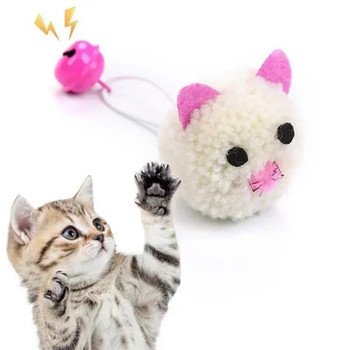 Играчка за котка Плюшена интерактивна играчка с камбана с глава на мишка Забавна цветна плюшена играчка за котка