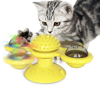 Windmill Cat Toy Интерактивни играчки за домашни любимци за котки Пъзел Котешка игра Играчка с въртяща се маса за коте Четка за зъби Стоки за домашни любимци