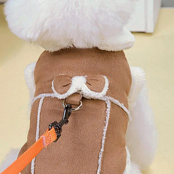 Сладко, стилно памучно палто за домашни любимци, затварящо се с копчета и катарама за теглещо въже, удебелено, сгъваемо памучно палто за малки и средни кучета