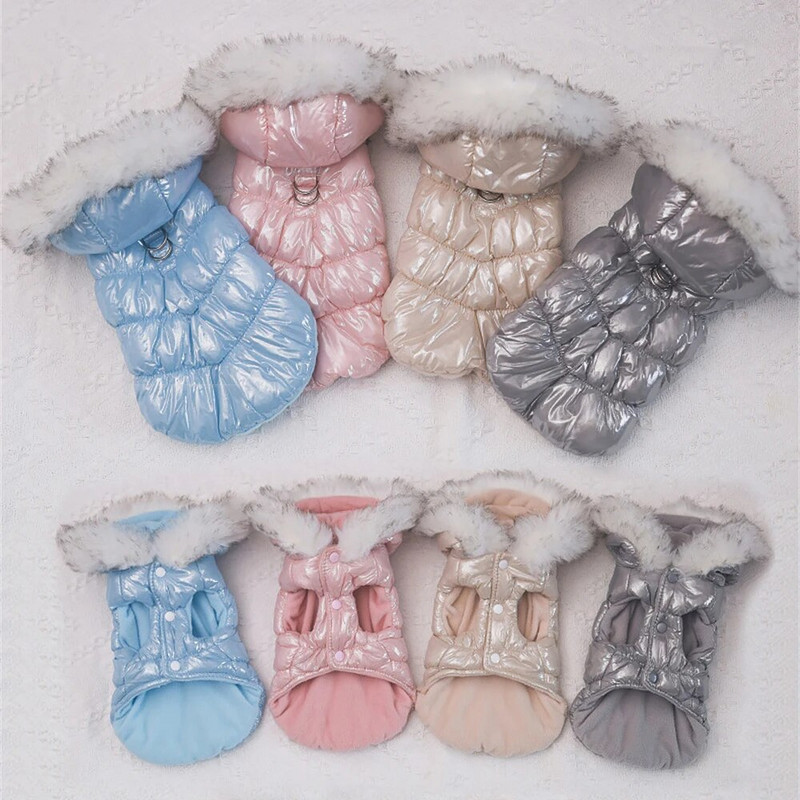 Divatos téli kutyatollkabát meleg polár kisállatkabát kis kutyáknak Yorkshire shih tzu luxus szőrme nyakörv kölyökruhák ruhák