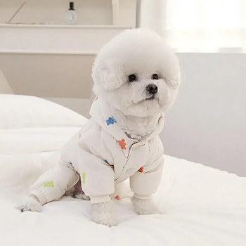 Ζεστό χειμώνα Πλήρης στάμπα Bear Dog Ρούχα Pet τετράποδα βαμβακερό παλτό σκύλου Στολή Schnauzer Down Sweet Dog Jacket Ρούχα για κουτάβι