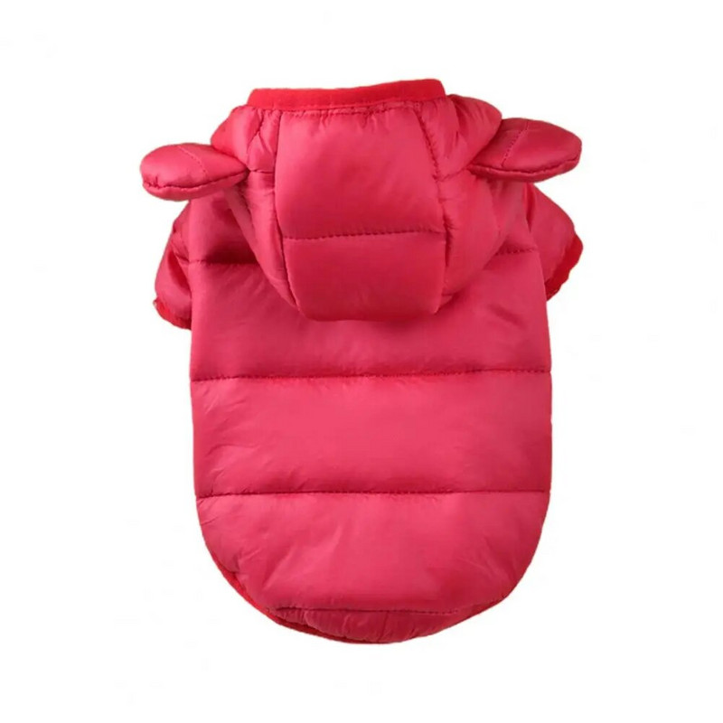 Kutya téli kabát fülek dekoráció hosszú ujjú kapucnis vastag két láb meleg nyomtatás kutya toll kabát kutya téli ruhák