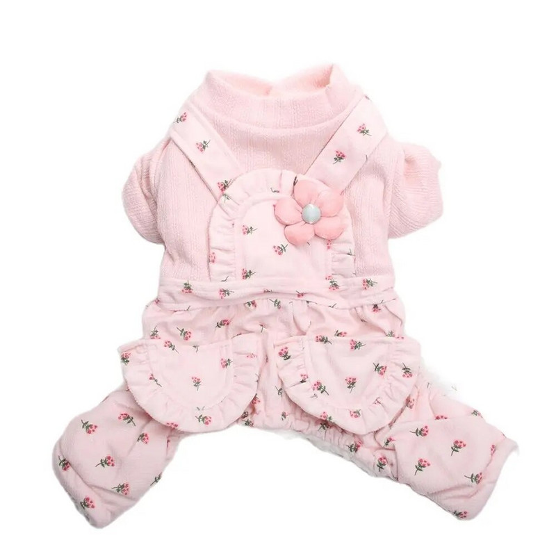Új kisállat kutyás jumpsuit ruha virágos design őszi/téli kabát kabát kisállat kutya ruházat ruházat