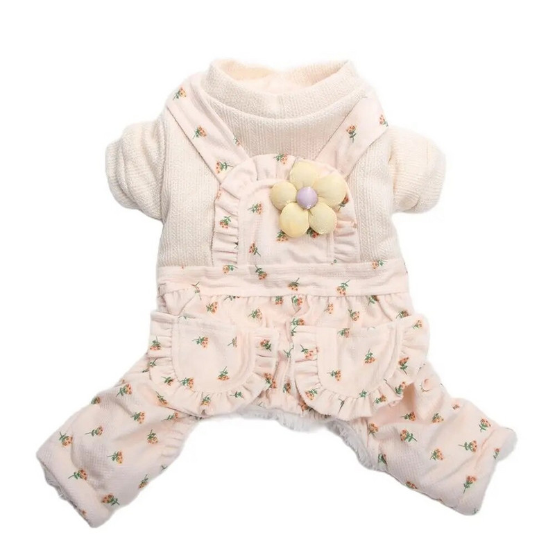 Új kisállat kutyás jumpsuit ruha virágos design őszi/téli kabát kabát kisállat kutya ruházat ruházat